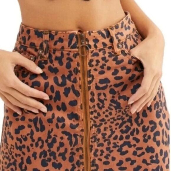 Free People Dresses & Skirts - Free people Leopard Print Denim We The Free Mini Skirt by we the Free 27 4